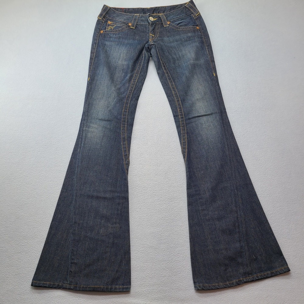 True Religion Joey Flare Jeans Women 26 Blue Good Low Rise Bell Bottom USA